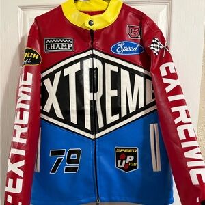 EXTREME Racing Zip-Up Jacket in Red, Blue & White COPPER RIVET